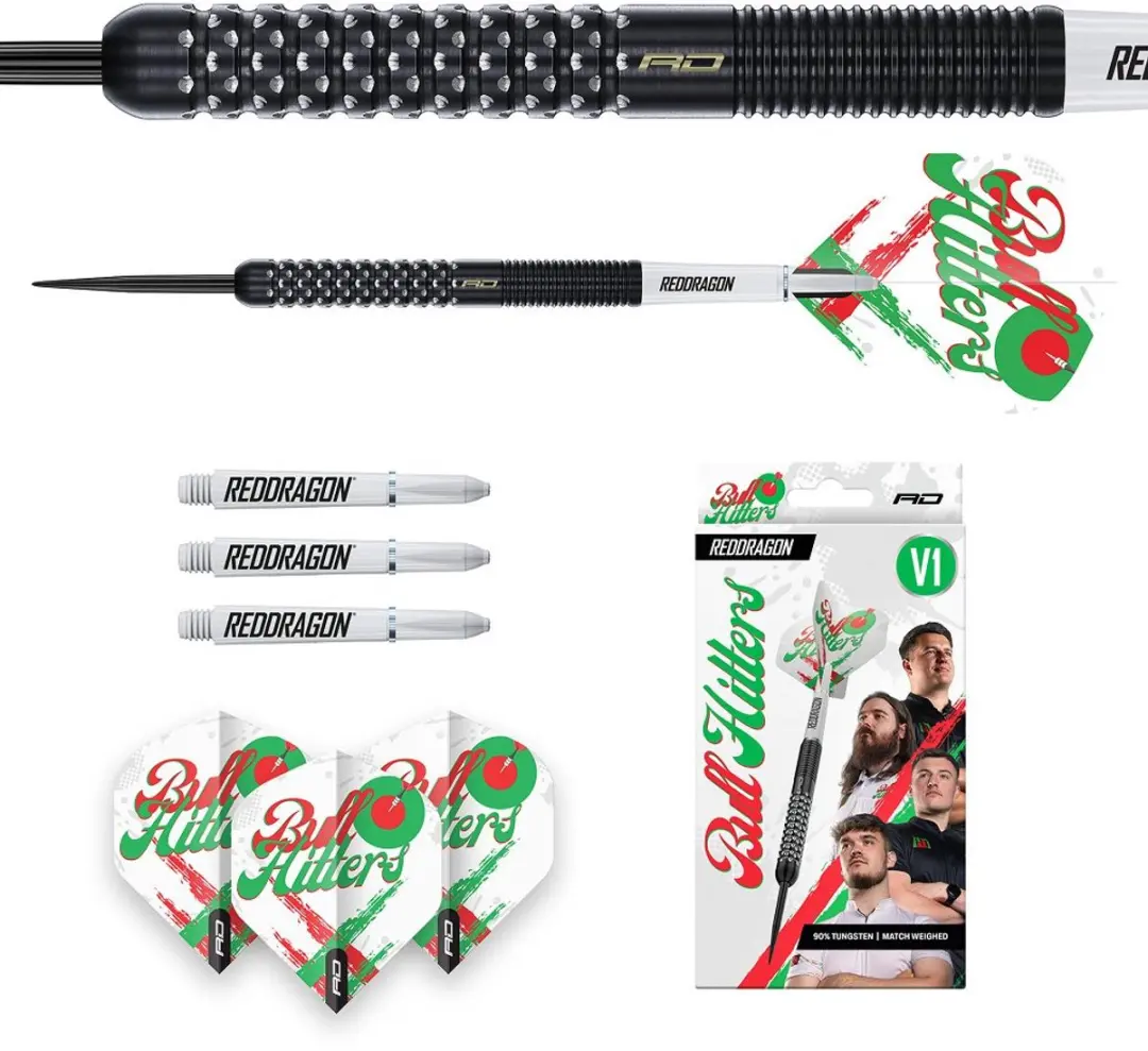 Red Dragon Bullhitters V1 Dartpijlen - 3 Stuks - Zilver/Zwart