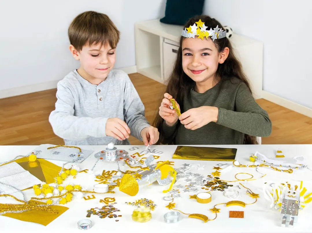 Lena Creatief Jumbo Knutselkoffer 1500 Stuks - Goud & Zilver