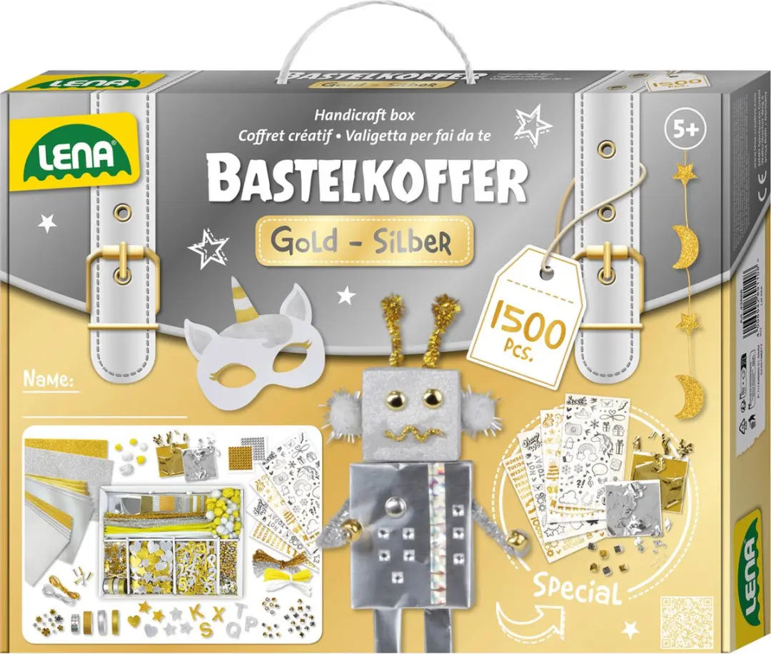 Lena Creatief Jumbo Knutselkoffer 1500 Stuks - Goud & Zilver