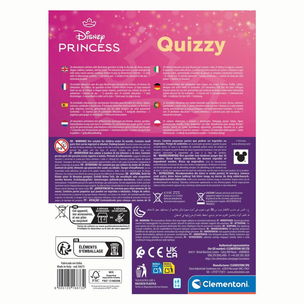 Clementoni Quizzy Disney Prinsessen Educatief Spel - 24 Kaarten