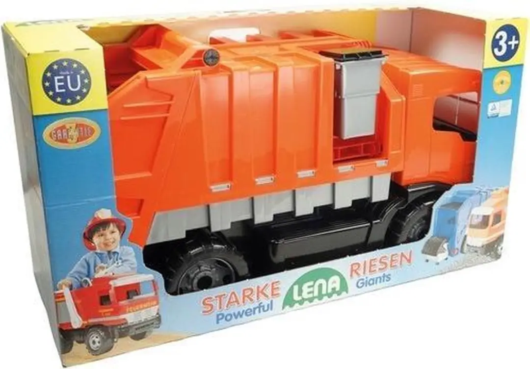 Lena Giga Trucks Vuilniswagen SM02168 - 71cm - Oranje - afbeelding 6 van 6