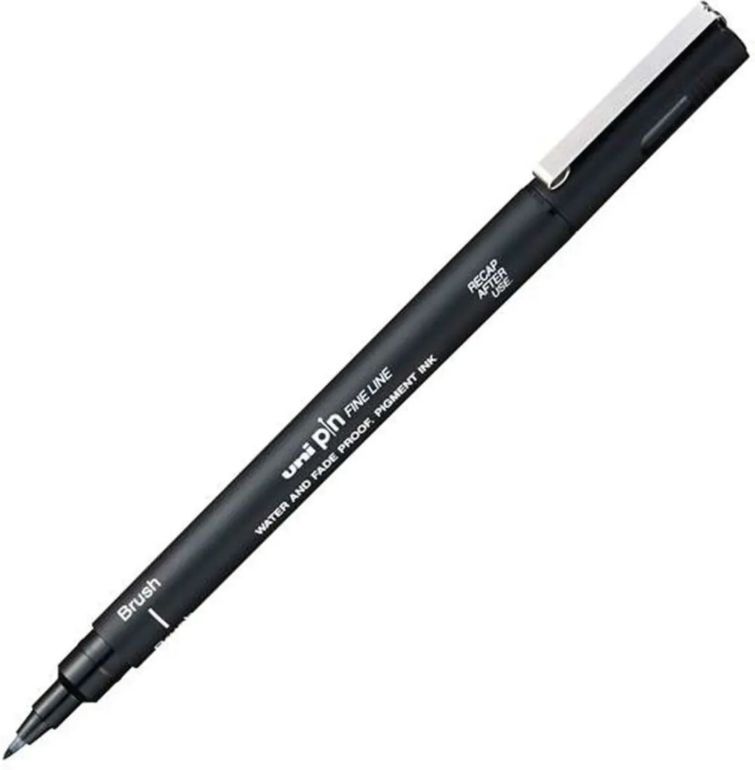 uni-ball PINBR-200(S) Penseelstift - Zwart - 12 Stuks