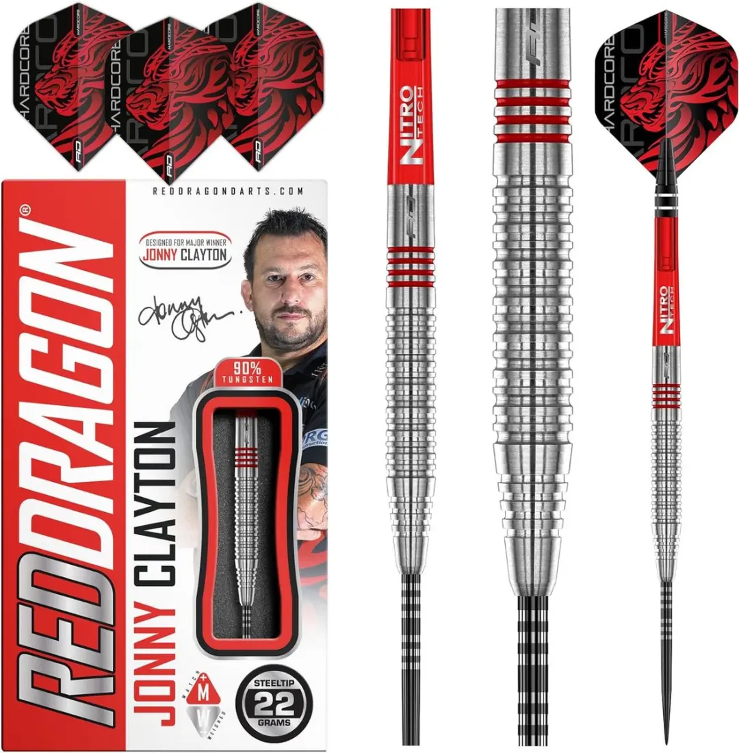 Red Dragon Jonny Clayton 2.0 90% Dartpijlen - 3 Stuks - Zilver