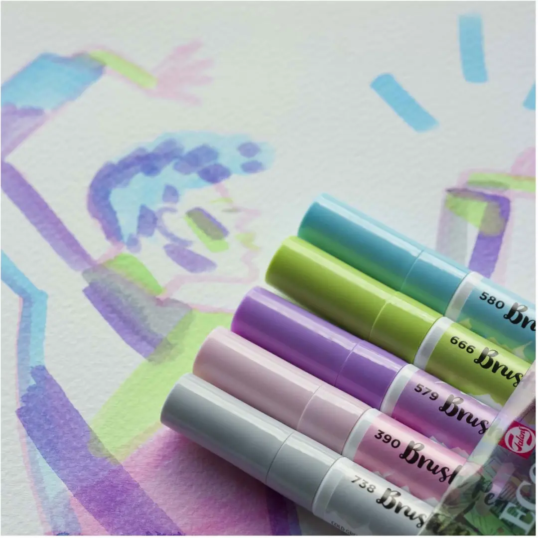 Ecoline Brush Pen Set - 5 Pastel Kleuren - afbeelding 6 van 6