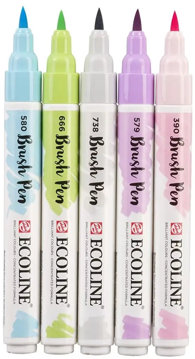 Ecoline Brush Pen Set - 5 Pastel Kleuren