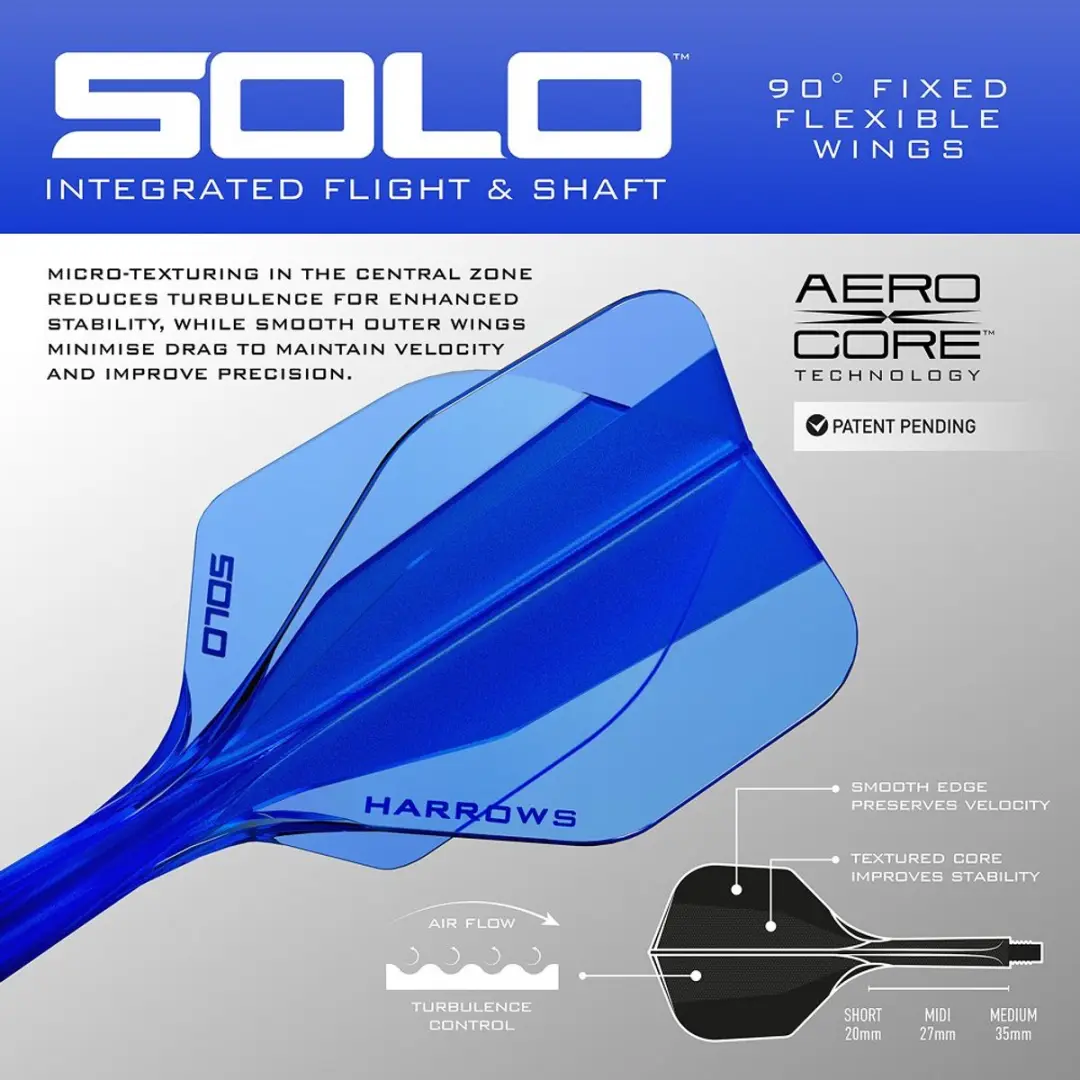 Harrows Solo Blue NO6 Dart Flights - 3 Stuks
