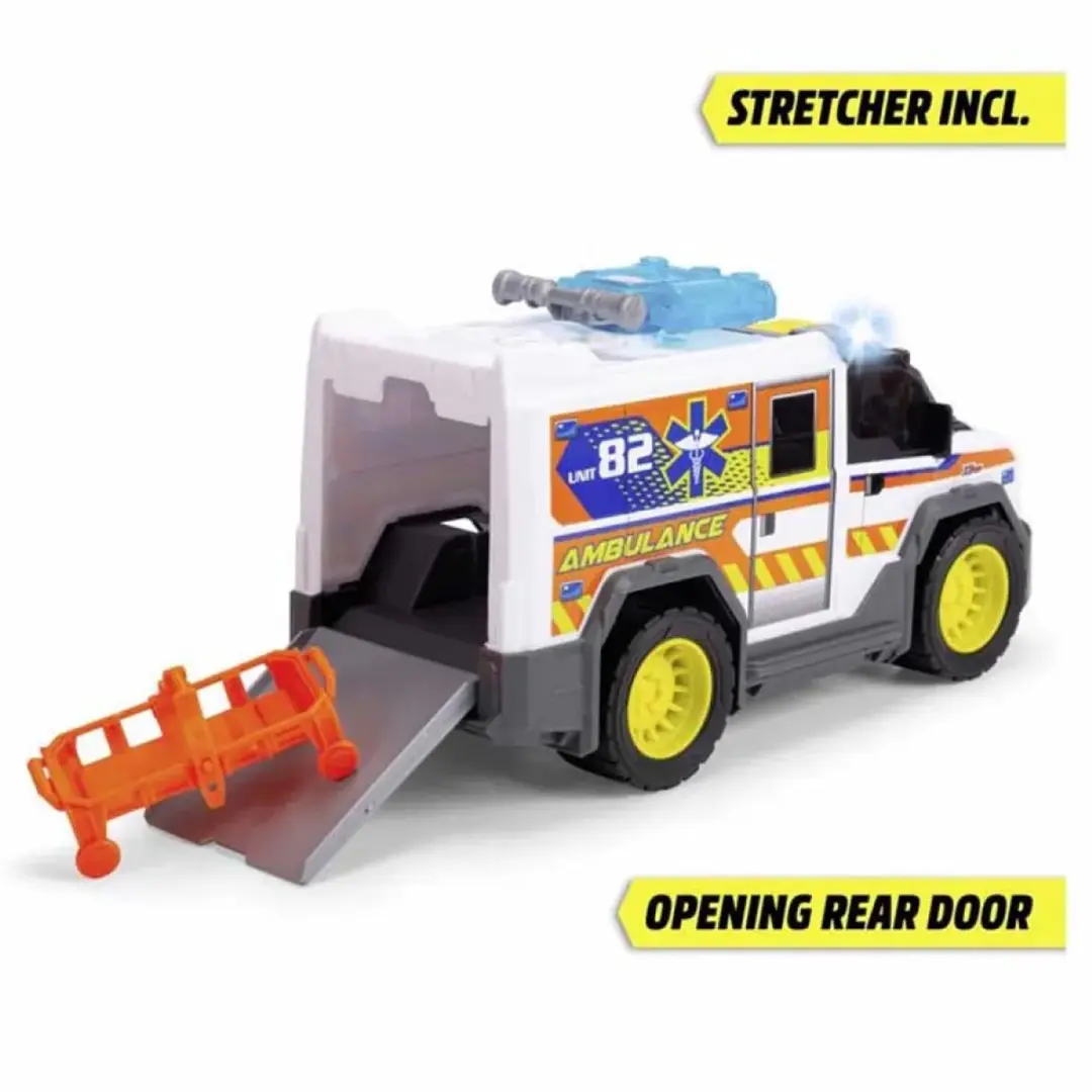 Dickie Toys Ambulance Licht & Geluid 203306024 - Wit/Zwart/Geel