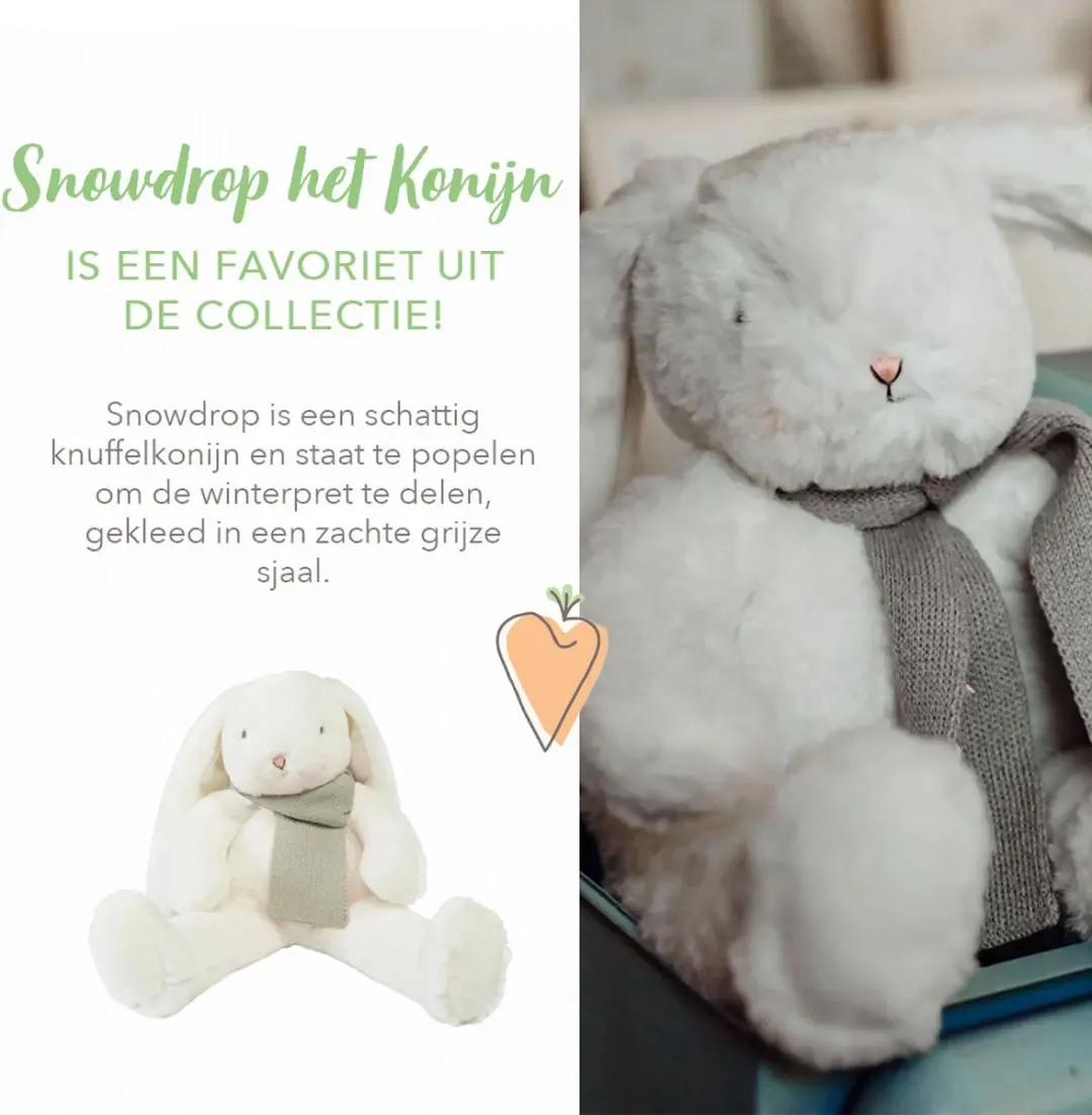 Bunnies By The Bay Sneeuwkonijn Knuffel 30cm - Wit/Grijs
