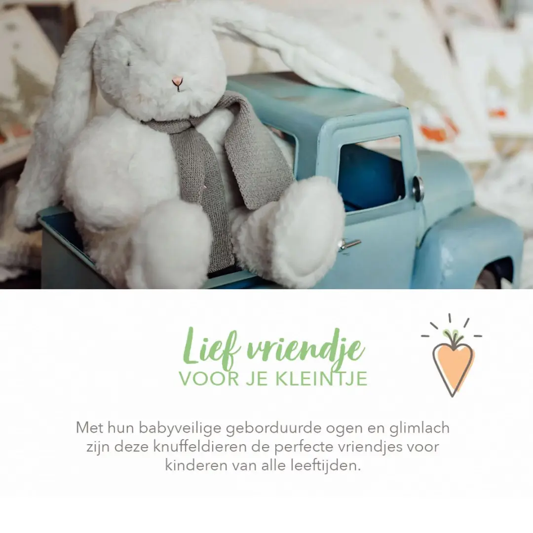 Bunnies By The Bay Sneeuwkonijn Knuffel 30cm - Wit/Grijs