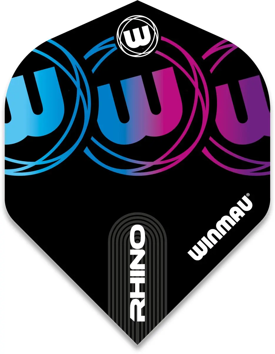 Winmau Rhino Extra Thick V2 Dartvleugels - 3 Stuks - Zwart