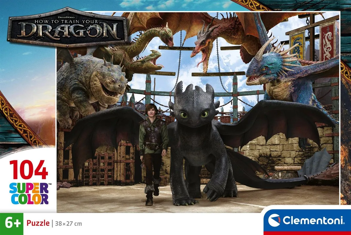Clementoni How to Train Your Dragon Puzzel 104 Stuks - Multikleur - afbeelding 2 van 6