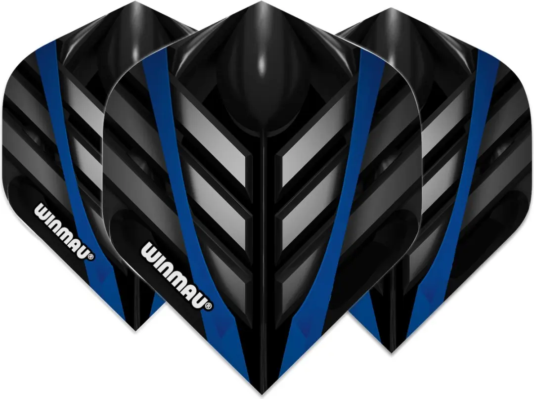 Winmau Mega Standard Dartvluchten - 3 Stuks - Zwart/Grijs/Blauw