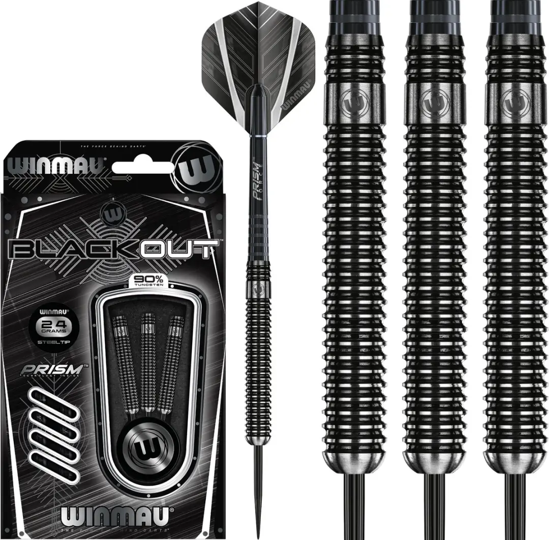 Winmau Blackout 1 Dartpijlen 3 Stuks - Zwart