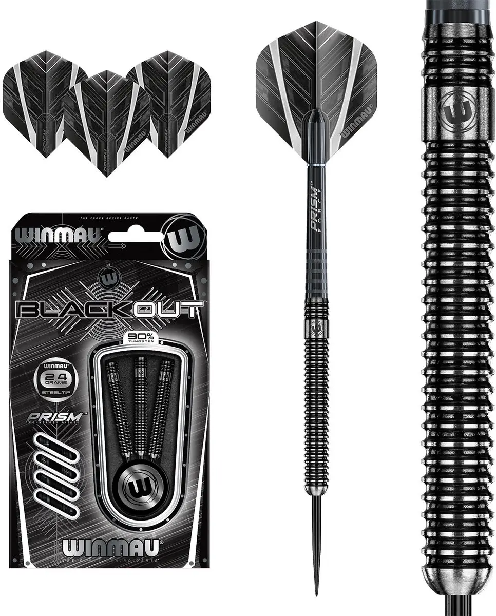 Winmau Blackout 1 Dartpijlen 3 Stuks - Zwart