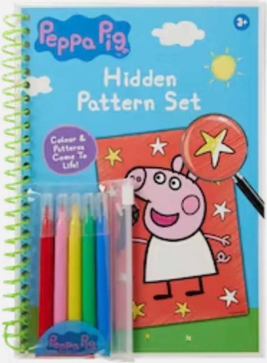 Peppa Pig Kleurboek met Verborgen Patronen - 5 Stiften - Zwart/Wit
