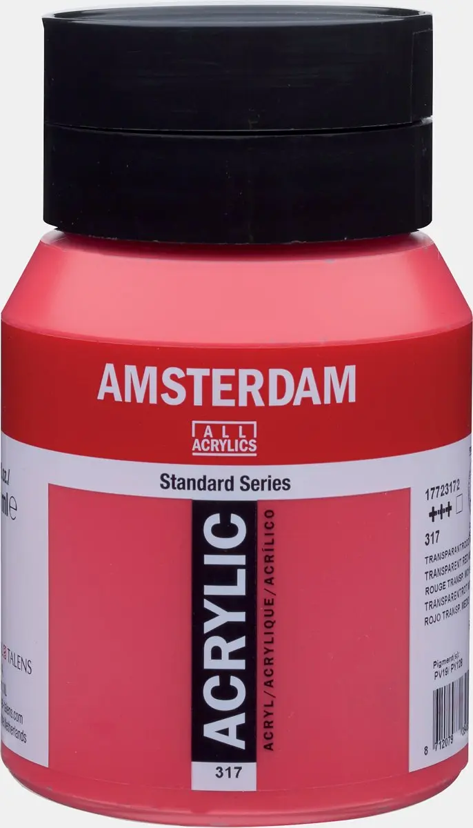 Amsterdam Acrylverf 500ml - Transparantrood Middel