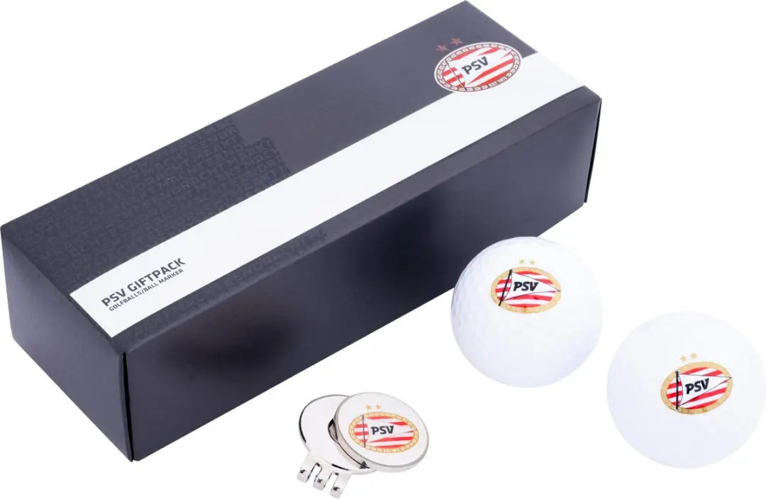 XQMax PSV Golfballen Set - 2 Stuks + Marker - Zwart/Wit/Rood