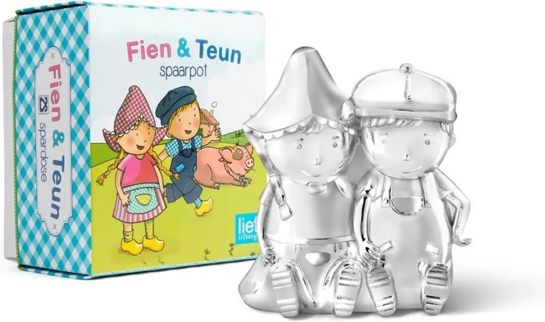 Zilverstad Spaarpot Fien & Teun - Verzilverd