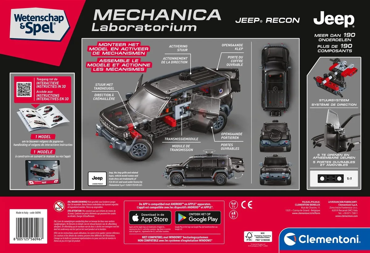 Clementoni Mechanica Laboratorium Jeep Recon STEM Speelgoed - 190 Onderdelen - afbeelding 6 van 6