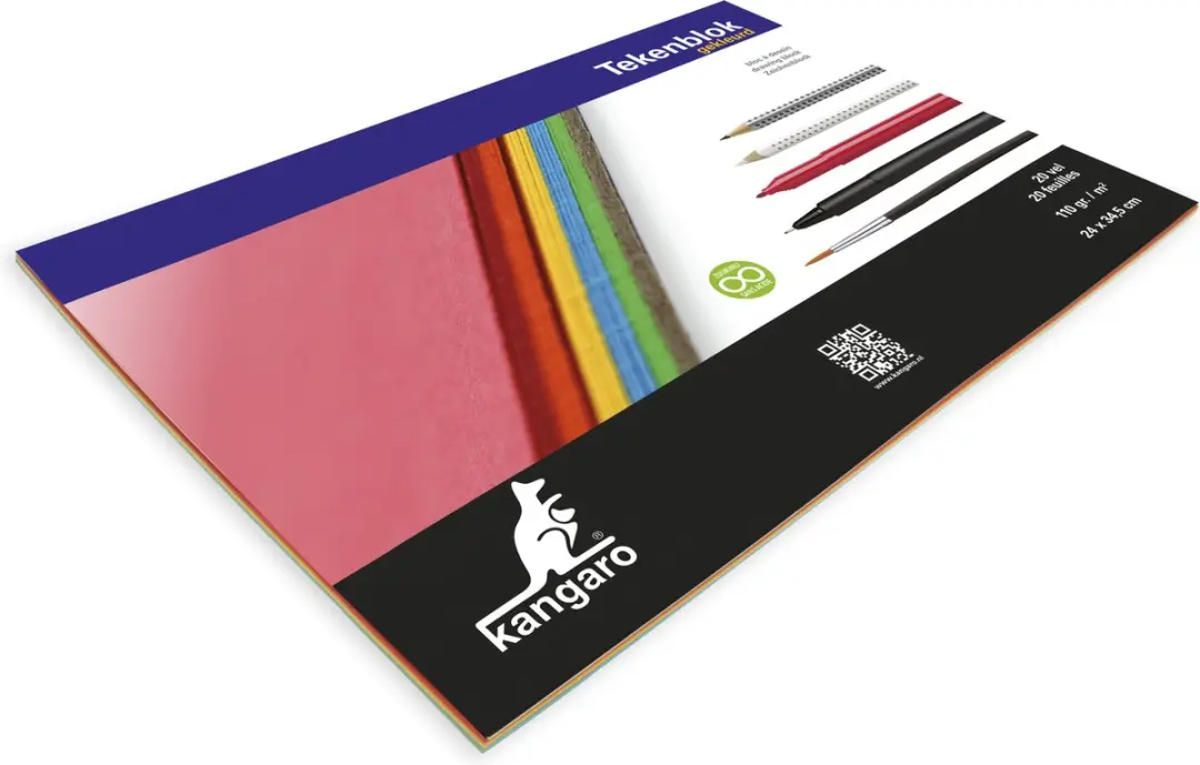 Kangaro K-5588 Tekenblok A4+ - 40 Vel - Assorti