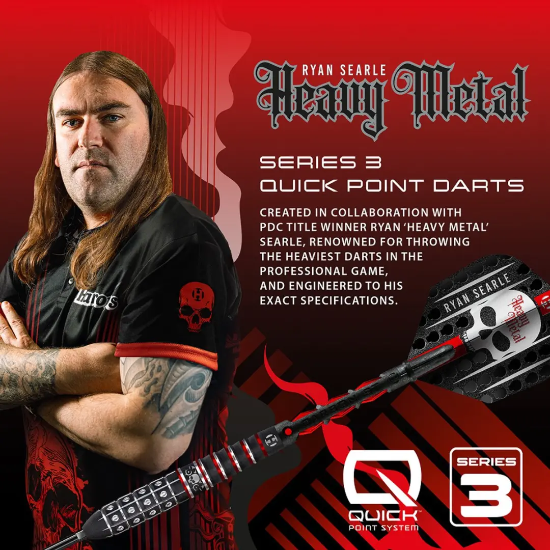 Harrows Ryan Searle Series 3 Dartpijlen 30gr - 3 Stuks - Rood/Zilver/Zwart