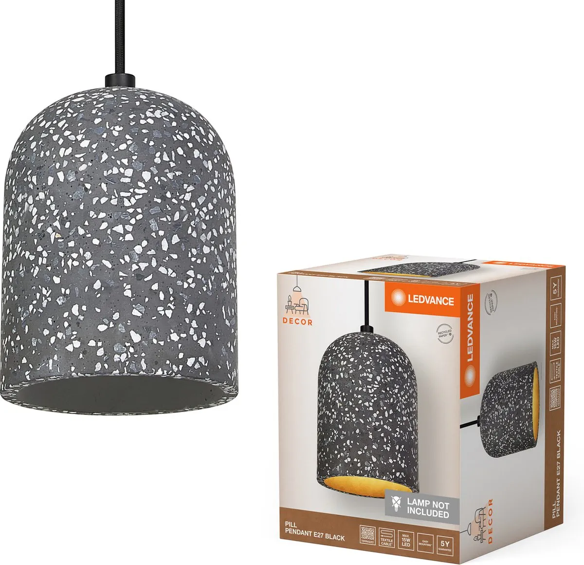 LEDVANCE Decor Pill Hanglamp 1XE27 - Zwart