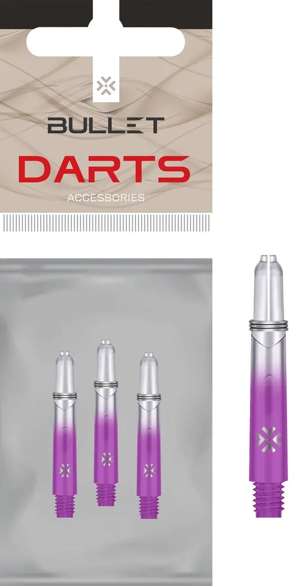 Bullet Shafts 35mm TT - Paars Clear - 3 Stuks