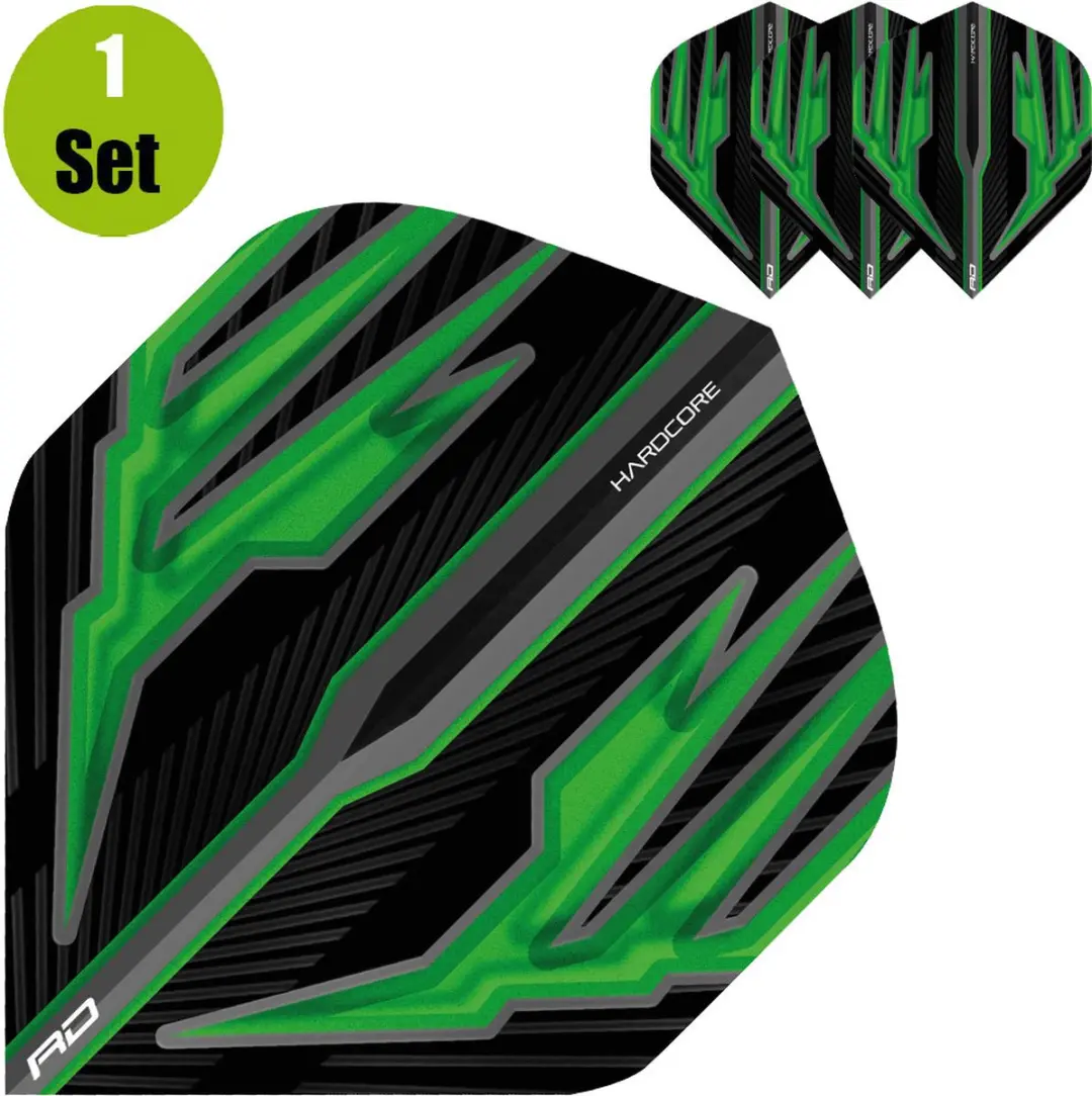 Red Dragon Hardcore Radical Dart Flights TF6323 - 3 Stuks - Groen/Zwart - afbeelding 2 van 2