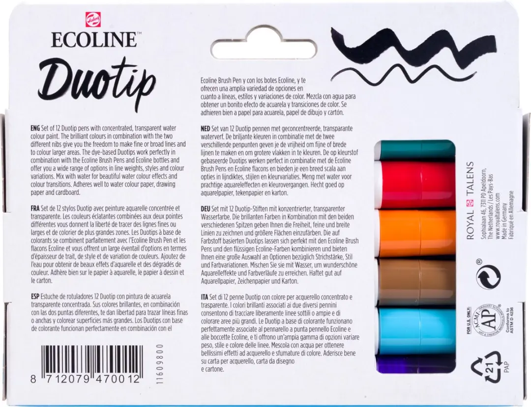 Ecoline Duotip Marker Set 12 Kleuren