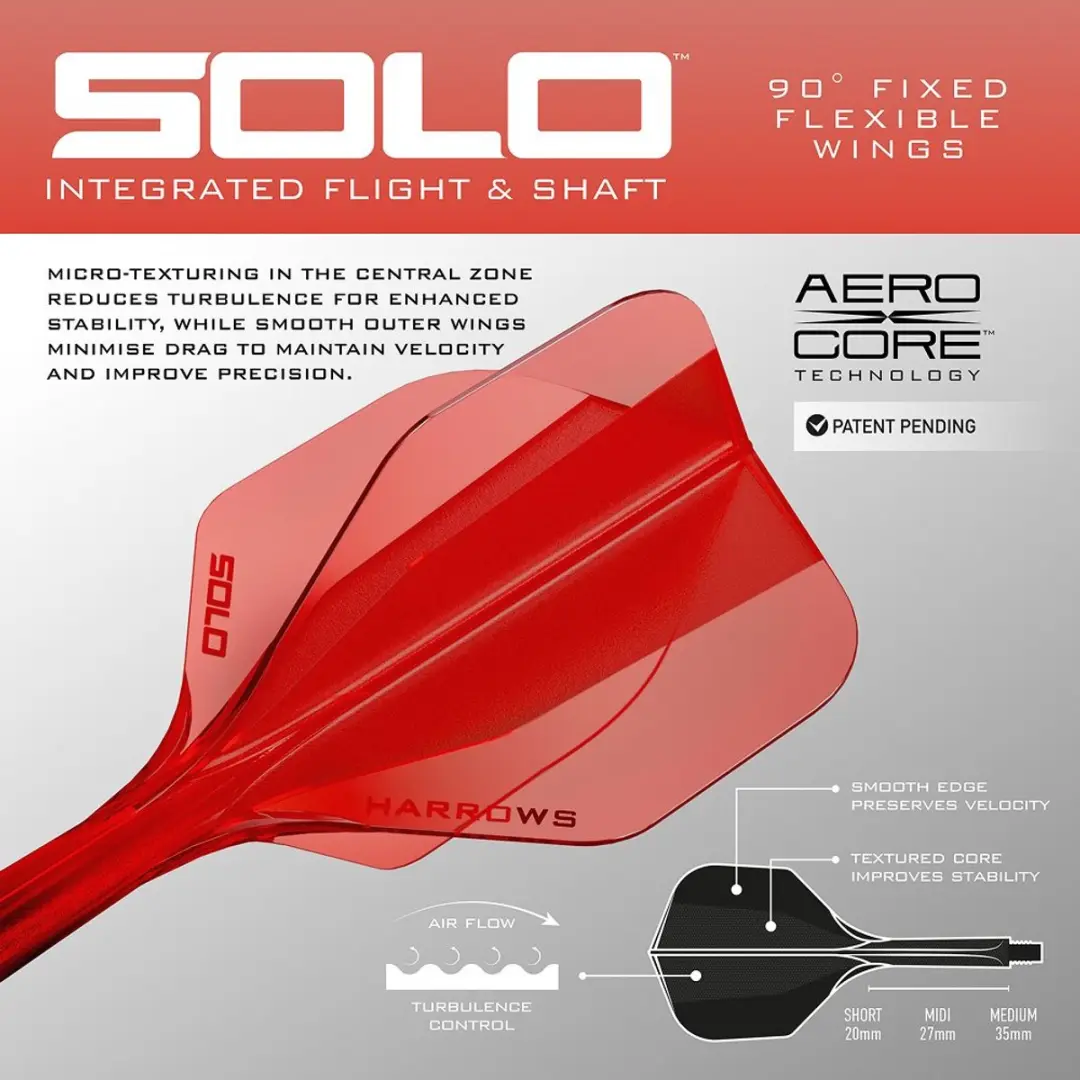Harrows Solo Red NO6 Dart Flights - 3 Stuks