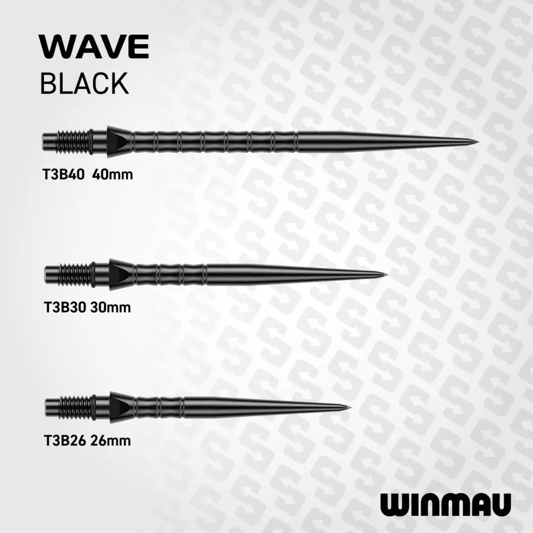 Winmau Switch Point Wave T3B26 - 3 Stuks - Zwart