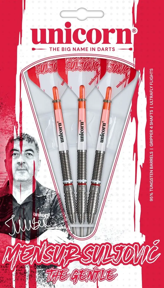 Unicorn Mensur Suljovic 95% Dartpijlen - 3 Stuks - Zilver