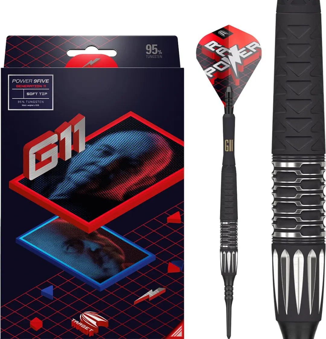 Target Phil Taylor Raw Power G11 95% Darts - 3 Stuks - Zwart/Zilver/Rood