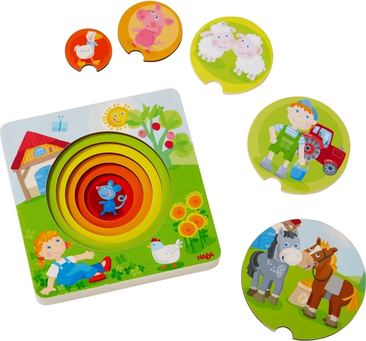 Haba Boerderijwereld Houten Puzzel 5 Stuks - Multicolor
