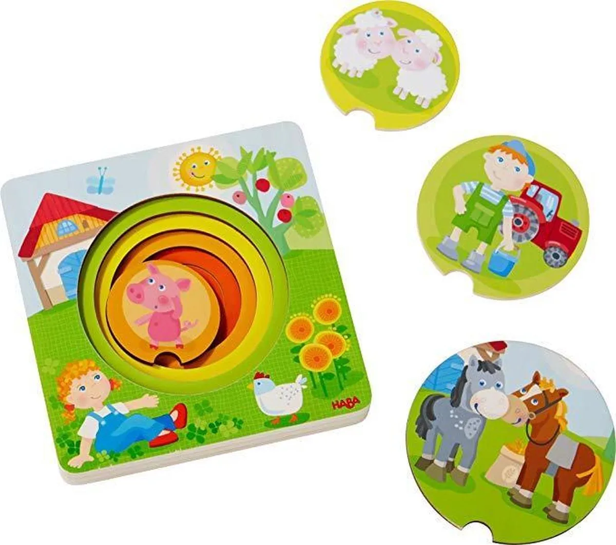 Haba Boerderijwereld Houten Puzzel 5 Stuks - Multicolor