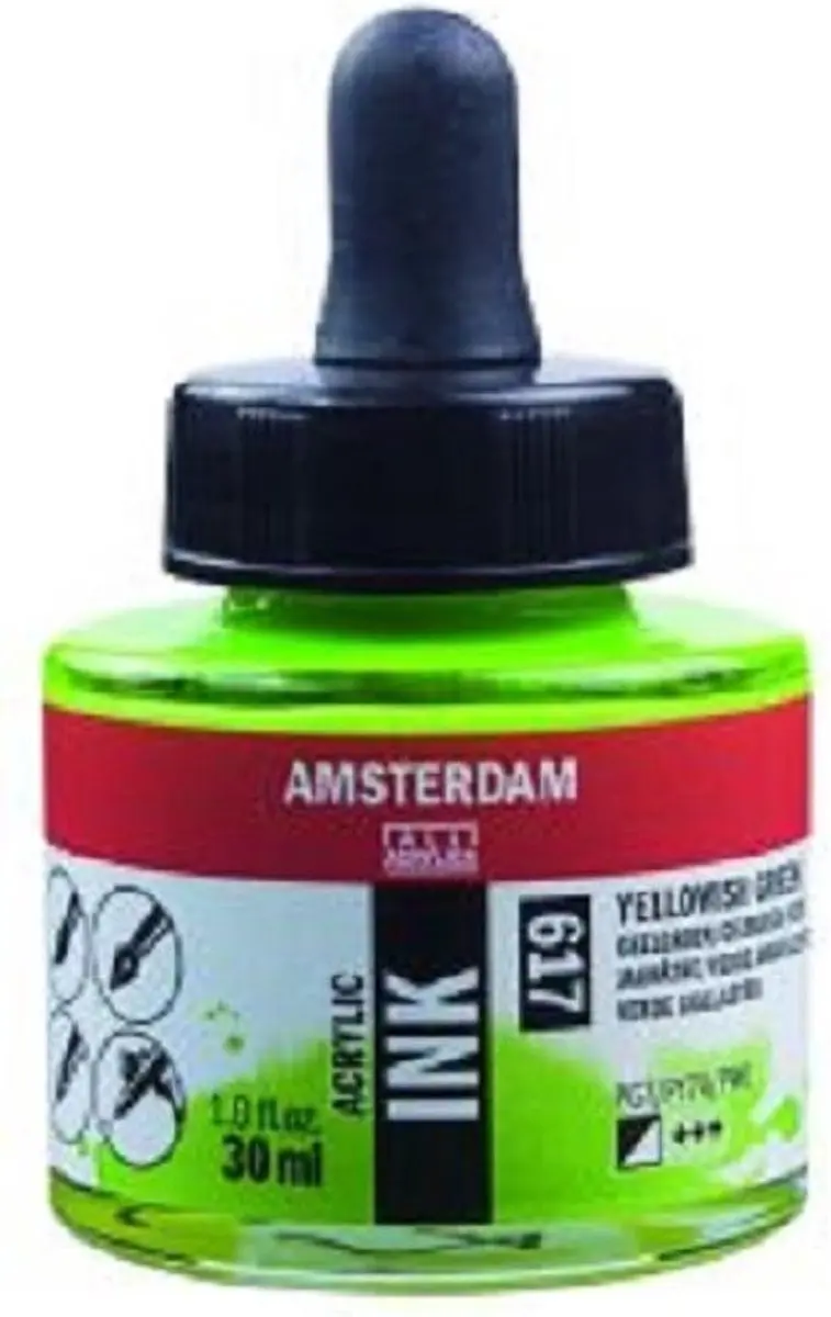 Amsterdam Acrylic Inkt Fles 30ml - Geelgroen
