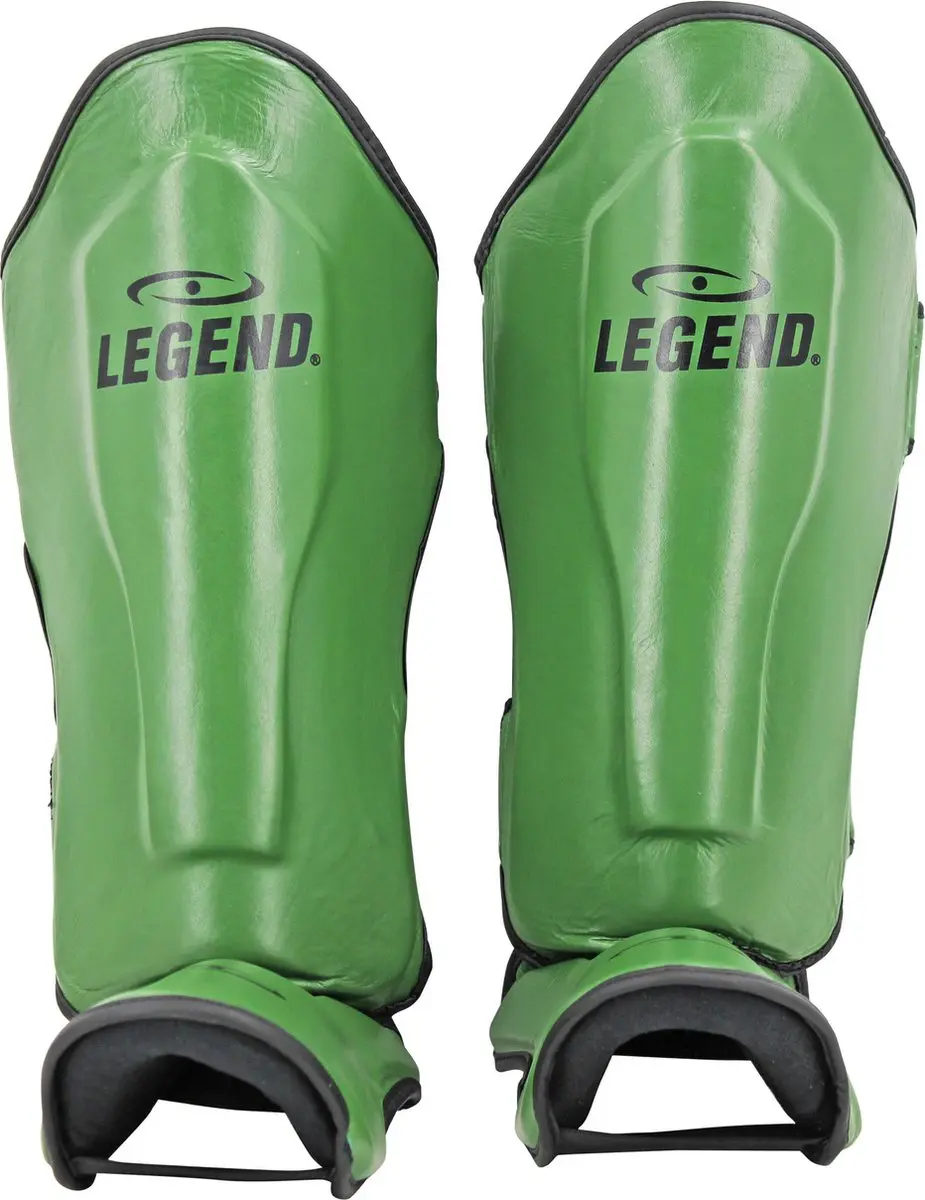 Legend Army Leer Scheenbeschermers - S - Zwart/ Groen