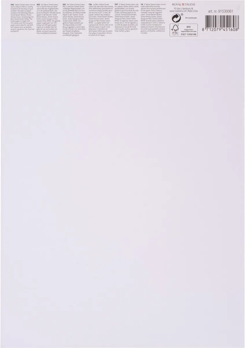 Royal Talens Toned Paper Mix Warm A3 180g - 50 Vel