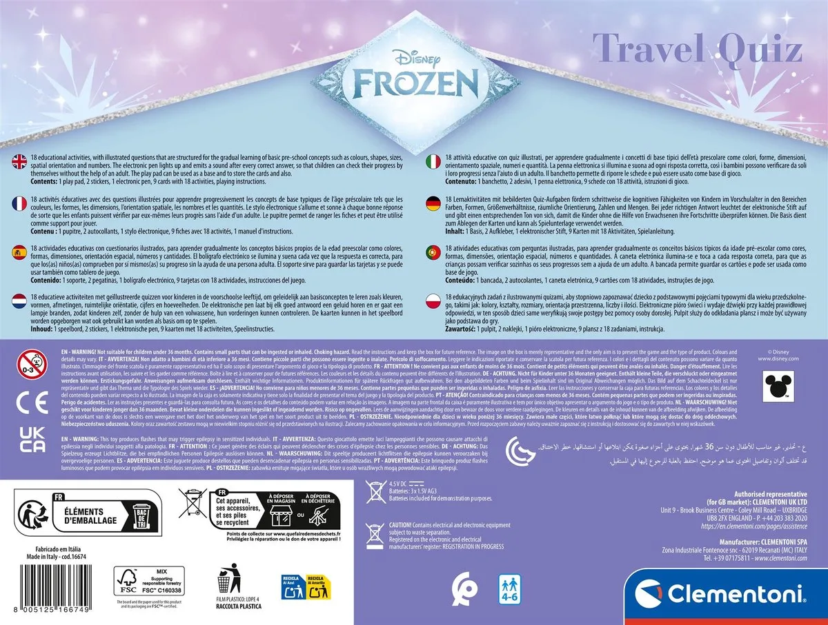 Clementoni Travel Quiz Disney Frozen - Educatief spel - 16674