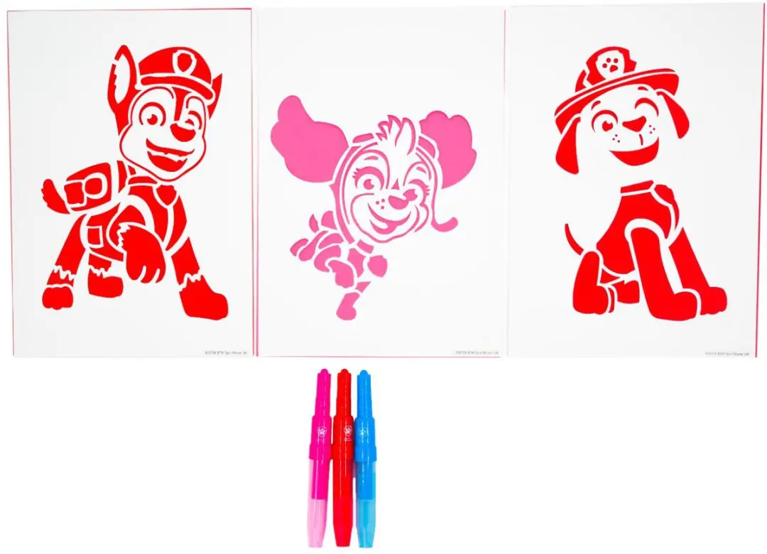 PAW Patrol Spray Pen Set PW23363 - 3 Pennen & Sjablonen - Meerkleurig