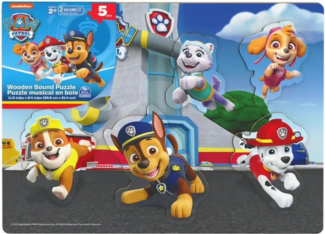 PAW Patrol Houten Geluidenpuzzel SPI-6059998 - 5 Stuks - Multicolor