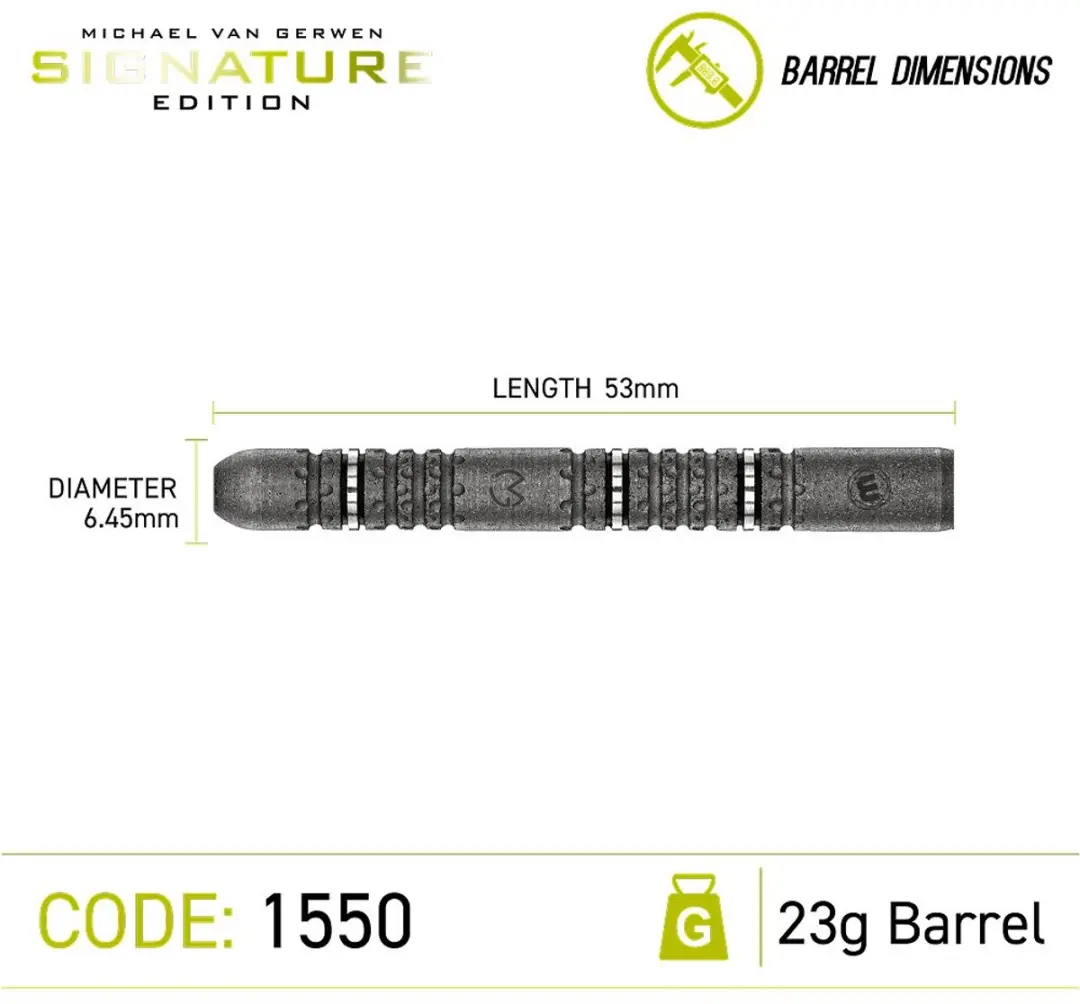 Winmau Michael van Gerwen Signature Edition Dartpijlen 3 Stuks - Grijs/Zilver