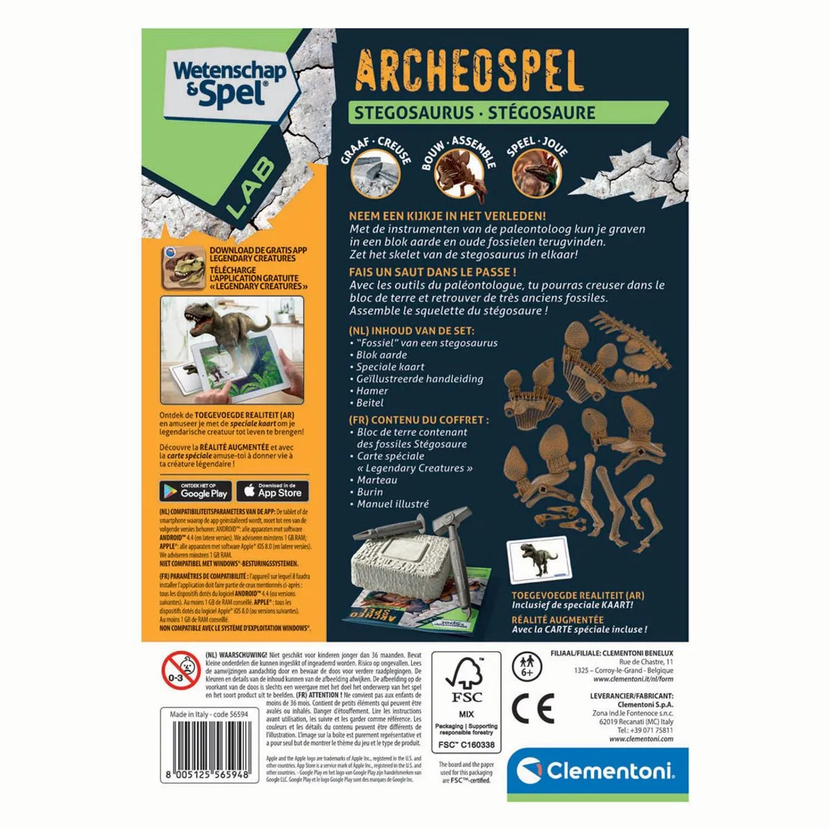 Clementoni Archeologisch STEM Speelgoed Stegosaurus Skelet Opgraven 56594 - afbeelding 6 van 6