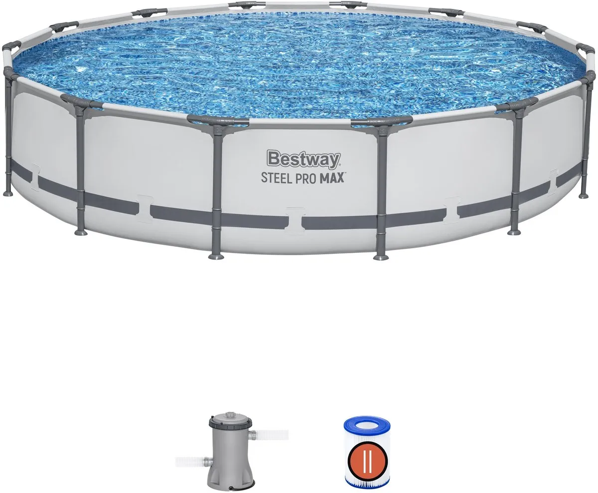 Bestway Steel Pro Max Opzetzwembad Ø427x84cm - Grijs/Blauw