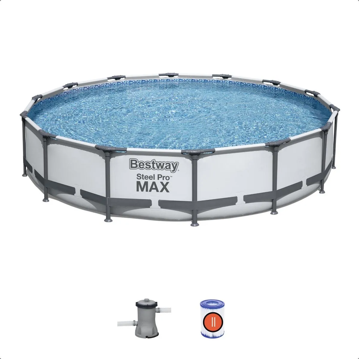 Bestway Steel Pro Max Opzetzwembad Ø427x84cm - Grijs/Blauw - afbeelding 6 van 6