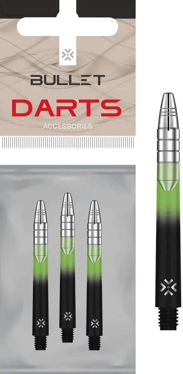 Bullet Shaft Alu HD 48mm - Groen/Zwart/Zilver - 3 Stuks