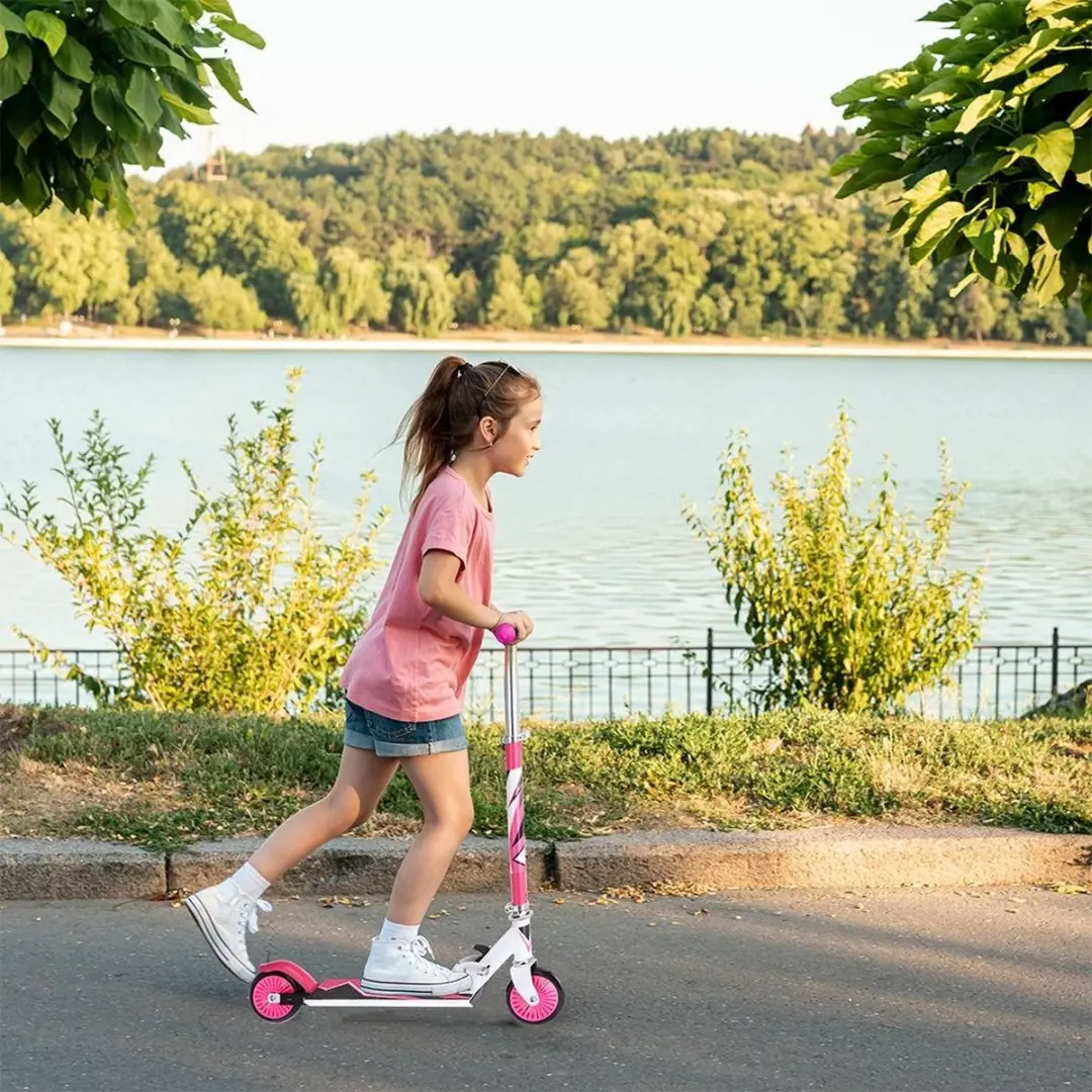 XQMax Opvouwbare Kinder Step Roze/Wit - Lichtgewicht