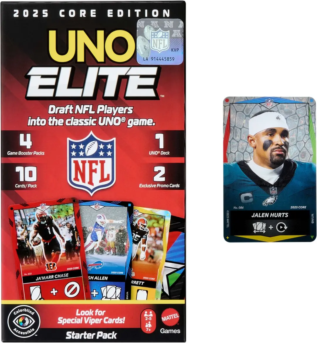 Mattel Games UNO Elite NFL 2025 Core Edition Starter Pack JHG46