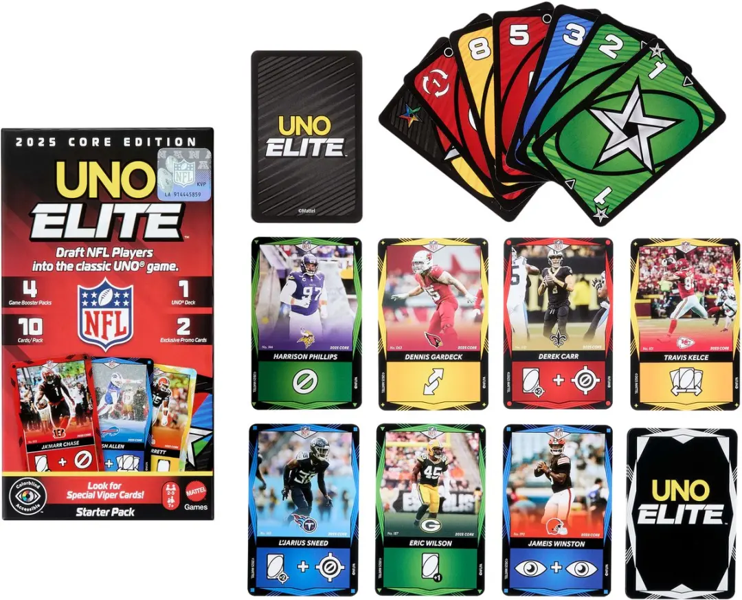 Mattel Games UNO Elite NFL 2025 Core Edition Starter Pack JHG46