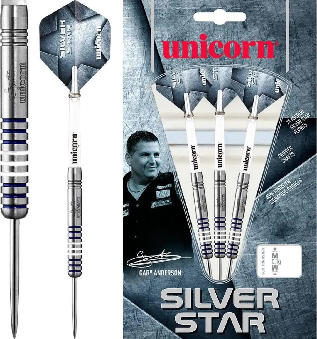 Unicorn Gary Anderson Silverstar Dartpijlen 3 Stuks